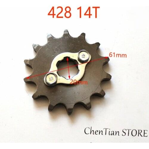 428 14 T Tooth 20mm ID Front Engine Sprocket for CRF XR 50 KLX SDG Dirt Pit Bike ATV Quad Go Kart Moped Buggy Scooter Motorcycle