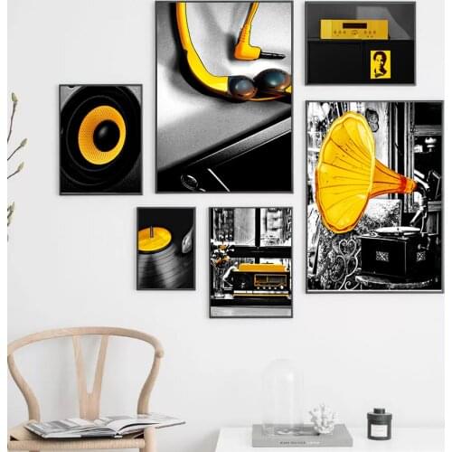 Retro Style Record Player Picture Poster Restaurant Bedroom Sofa Background Wall Home Decoration Painting