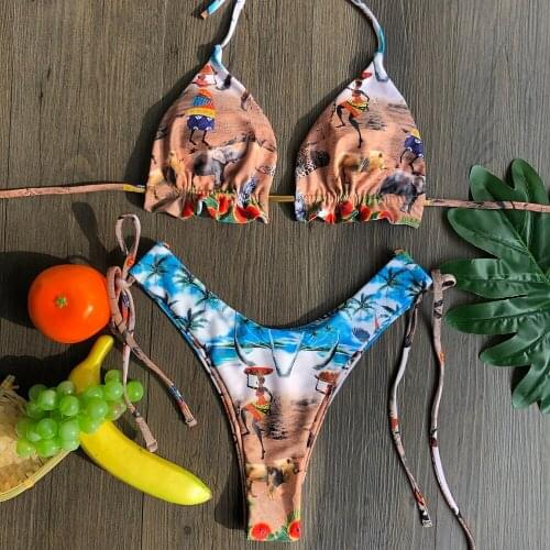 Swimwear Women Swimsuit 2021 Sexy Print Bikini Set Push Up Bathing Suit Brazilian Biquini Beach Female Swim Wear Thong Bikinis