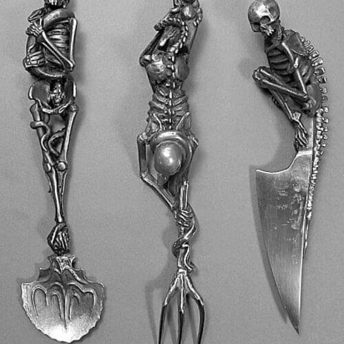 Halloween Gift Skeletal Cutlery Sets Vintage Dinner Table Flatware Set Metal Crafts Party Decoration Gifts Dropshipping