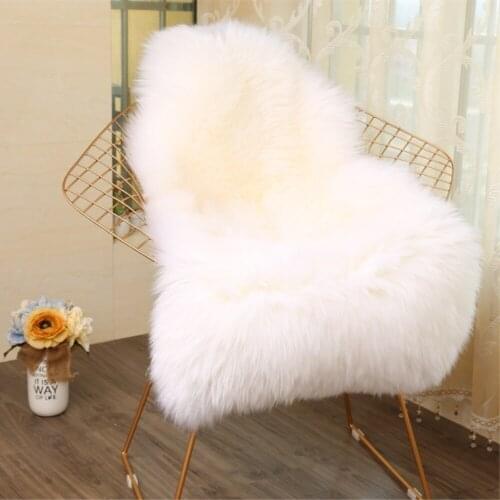 RAYUAN White Special-shaped Sheepskin Hairy Carpet Faux Mat Seat Pad Fur Plain Fluffy Soft Area Rug Tapetes 0x102CM