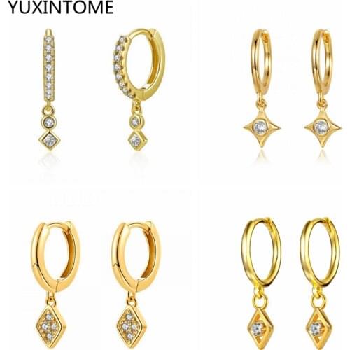 Fashion Geometry Hoop Earrings 925 Sterling Silver Ear Buckle Zircon Small Earrings For Women Jewelry Pendanties