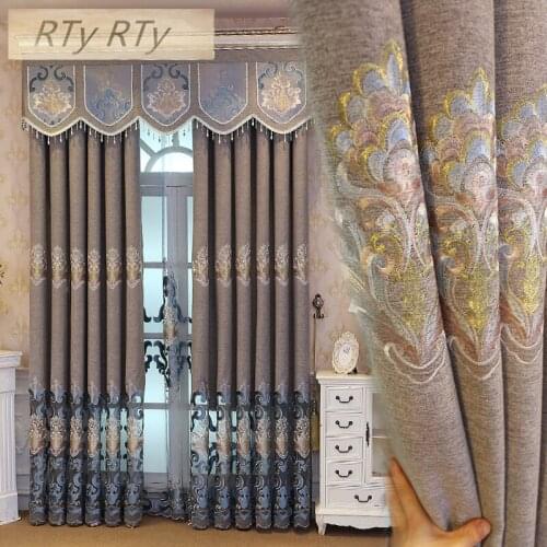 Polyester Curtains For Living Room Bedroom Kitchen Coffee Stitching Blackout Curtain Embroidered Curtains Custom Ready Made