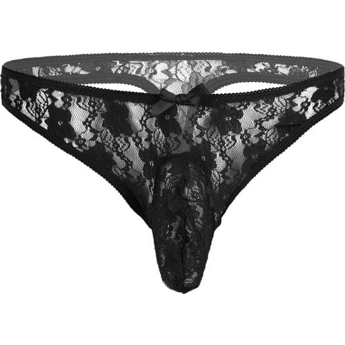 Sissy Panties for Men Sexy Lingerie Floral Lace Bikini Briefs Erotic Underwear Penis Sheath G-string Gay Crossdresser Underpants