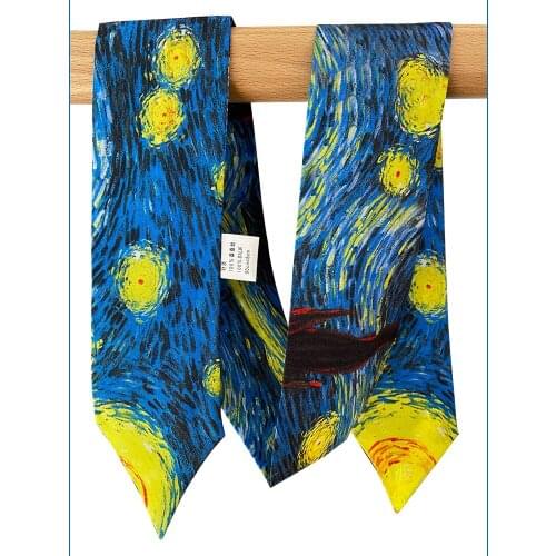 High-quality Natural Silk Skinny Scarf Women Necktie Female Neckscarf Bag Decor Ribbon Long Narrow Neck Tie Scarves for Women