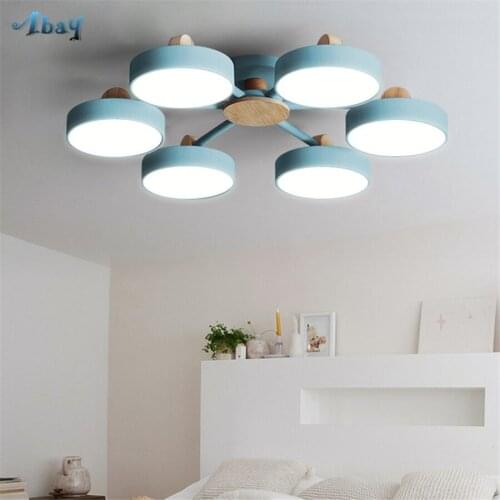 Nordic Minimalism colorful led luminaire for living room bedroom study led wooden ceiling lamp designer home deco light fixtures