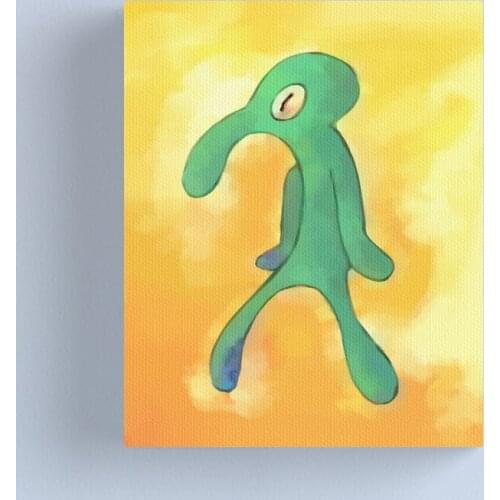 A Green Monster Yellow Canvas Cartoon Hd Prints Pictures Wall Artwork Painting Home Decor Modular Poster For Living Room Frame