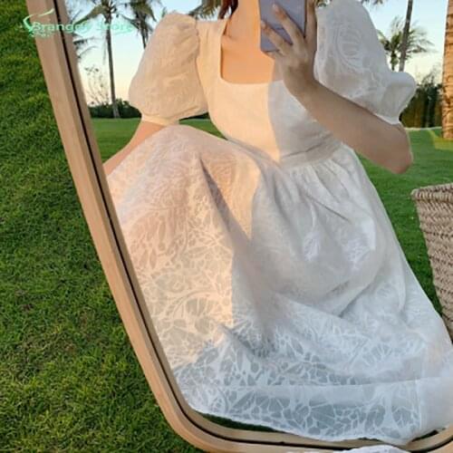 Summer 2021 Womens Clothing Sexy Backless Elegant Cottagecore Fairy White Dress Korean Style Harajuku Designer Clothes Sukienka