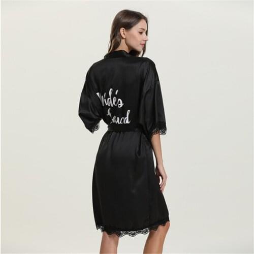 Ladies nightgown lace elegant black robe letter pattern rayon bathrobe pajamas loose plus size home service ночная рубашка