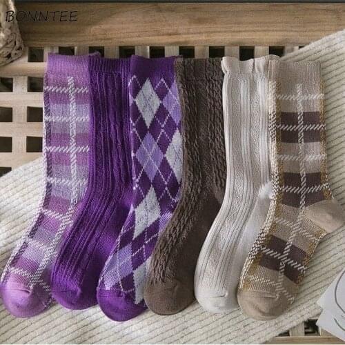 Socks Women Breathable Teens Trendy Harajuku Elasticity BF Daily Preppy Kawaii Simple Student Korean Style Casual Soft High Tube
