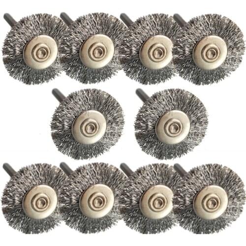 10pcs x 25mm Diameter Wire Wheel Polish Brushes For Rotary Grinder Accessory Tool