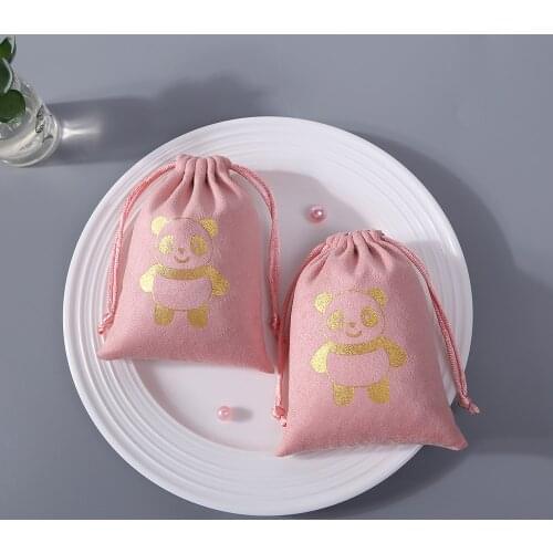 50 Flannel Jewelry Pouches Pink Velvet Bag Jewelry Packaging for Wedding Party Christmas Birthday Gift Jewellery Drawstring Bag