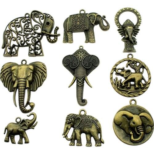 1pcs Elephant Charms Antique Bronze Color Elephant Charms Pendants For Bracelets Big Elephant Pendant Charms Making Jewelry