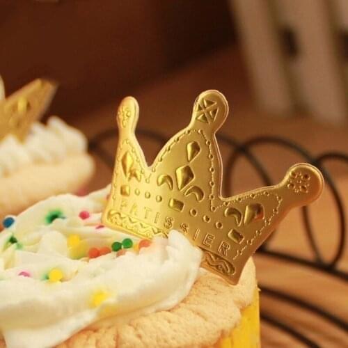 2020 50Pcs/lot Gold Glitter Crown Cupcake Topper Birthday Cake Supplies For Wedding Boys Girls Birthday Party Cake Decorations