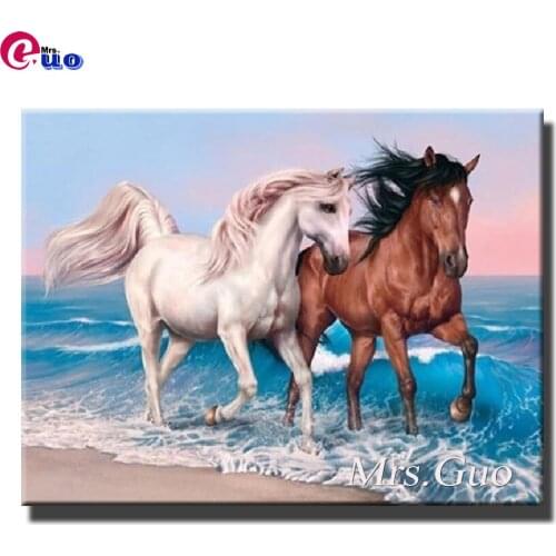 5D Diy Diamond Painting Full Round Square Drill Embroidery Animal Horse Ocean Wave Landscape Mosaic Cross Stitch Kits Decor