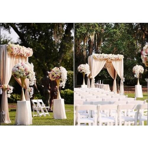 Free Shipping 3M*3M*3M Champagne square canopy drape with stainless steel pipe wedding props outdoor wedding supply