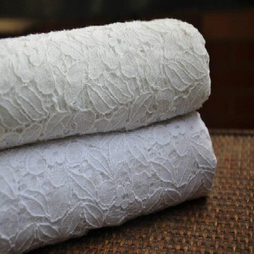 Free Shipping White Leaves Flower Cotton Lace Cloth Curtain Fabric ,Clothes Accessory,DIY Material Width 145cm 1metr