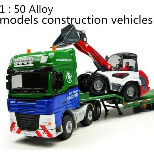 Free shipping ! 1 : 50 alloy slide toy models construction vehicles,Low loader with four wheel loader model,Childrens favorite