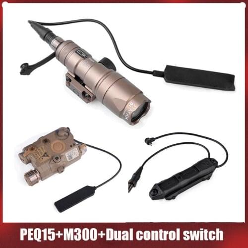 Element Surefir Airsoft Surefir M300 Mini Scout light PEQ-15 LA5C IR Red Laser Dual Control Augmented Pressure Switch Flashlight