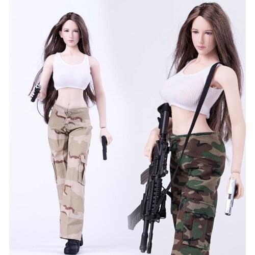 Estartek 1/6 Female Action Figure Military Clothes White Vest &Camouflage Pant suit for 12"Action Figure DIY