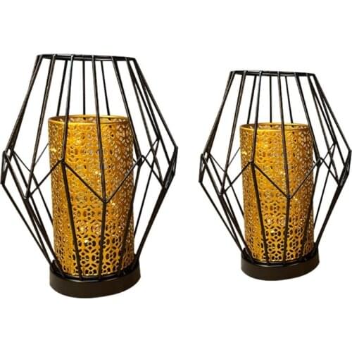Solar Lanterns Wrought Iron Hollow Led Lamp Yard Decorative Light Living Room Lighting Ornaments Party Home Decor