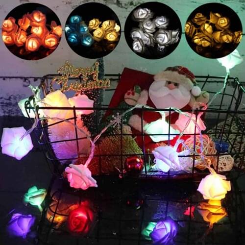 1.5M Rose Flower Garland String Lights Wedding Party Artificial Rose Lights Valentines Day Christmas Flower LED Lamp Decoration