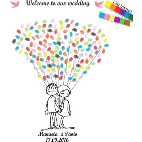 HAOCHU Creative DIY Love Canvas Painting Wedding Fingerprint Signature Tree Marriage Guest Book Party Supplies Home Decor Poster