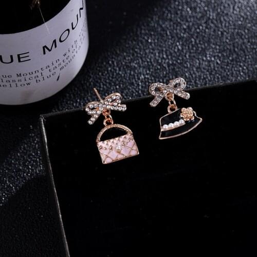 Korean Letters earring Female Temperament Personality Rhinestone Pendant Earrings For Woman