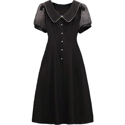 Summer Sexy Splicing Elegant Transparent Black Vestidos Slim Waist Trendy Ukraine Pastel Retro Plus Size Dress Women