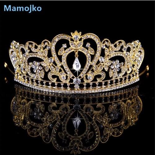 Mamojko Fashion Jewelry Baroque Wedding Rhinestone Crystal Crown Princess Hair Ornaments Charm Women Bride Hair Dress Accessory