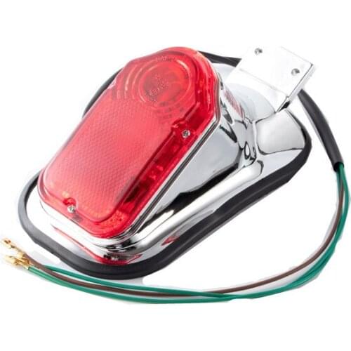 Motorcycle Chrome Red 12V Tombstone Brake Tail Light Signal For Harley Softail Touring Cafe Racer