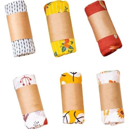 Q1FE 120x120cm Baby Muslin Pure Cotton Receiving Blanket Infant Print Swaddling Wrap