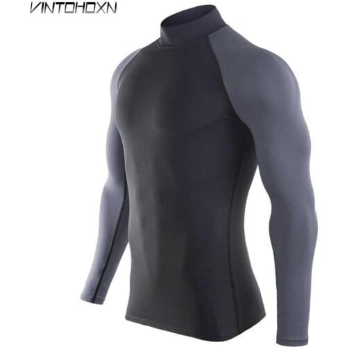 Men Workout GYM Fitness Top Long Tee Sport Running Yoga Training Quick Dry Compression Exercise Muscle Bodybuilding Shirt M1829