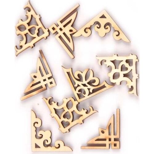 27-30mm 20Pcs Mixed Handicrafts Lace Corner Wood Slice DIY Crafts For Wooden Ornaments Handmade Scrapbooking Home Decor M1903