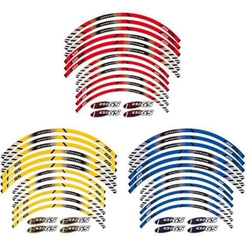 High quality Motorcycle 12 X Thick Edge Outer Rim Sticker Stripe Reflective Wheel Decals FIT BMW F650GS f 650 ADVENTURE 19''17