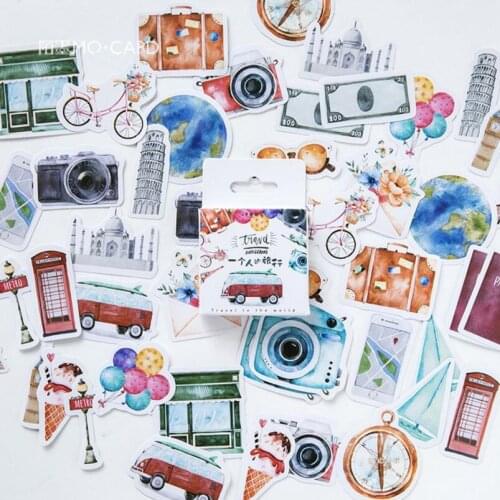 46 pcs/box A persons travel series paper stickers Diary decoration scrapbooking Hand account sticker children stationery label