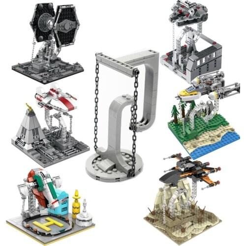 2021 new sky city hanging balance frame titanium fighter Millennium Falcon puzzle block assembly childrens toy gift
