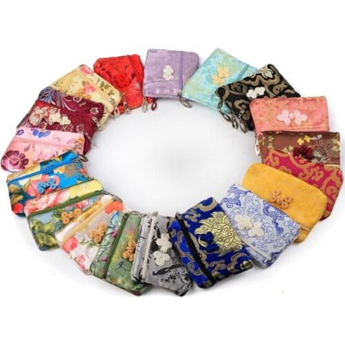 Wholesale 10PCS new thickening embroidered zipper bag embroidered linen bag retro bag jewelry bag