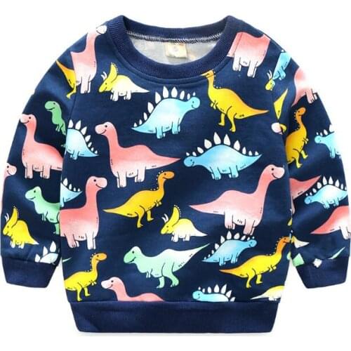 Autumn Kids T shirt cotton Cartoon Print Jurassic World dinosaur boy girls clothes Sweater tops Childrens clothing sweatshirts