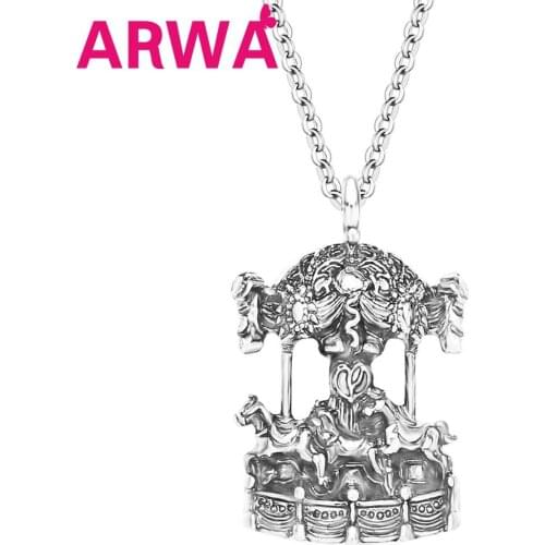 Bonsny Alloy Antique Silver Plated Carrousel Horse Necklace Pendant Lovely Jewelry Teens Girls Charms Birthday Gifts Accessories