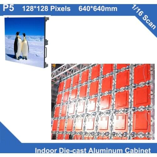 P5 indoor advertising billboard board aluminum Diecasting Cabinet 640mm*640mm ultra Thin 1/16 scan rental videowall led display