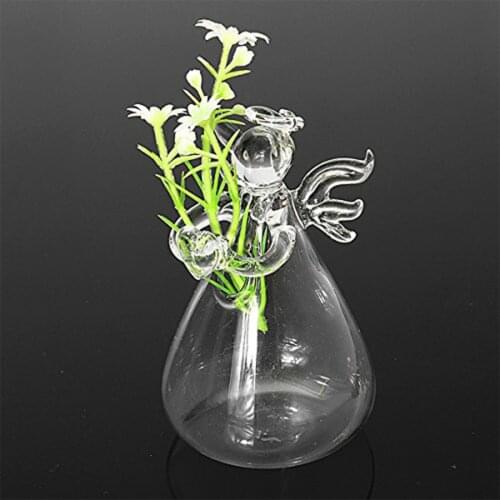 Crystal Glass Angel Shape Flower Vase Transparent Arrangement Hydroponic Container Home Decoration Wedding Decor