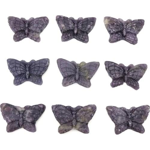 Drop Shipping Natural Purple Lepidolite Butterfly Hand Carved Crystal Butterfly Healing Decor Gifts Natural Stones and Crystals