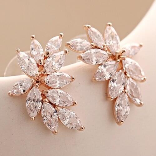 SLBRIDAL Prong Setting SLBRIDAL AAA Grade Marquise Cubic Zirconia Earrings Girls Fashion Daily CZ Earring Women Jewelry