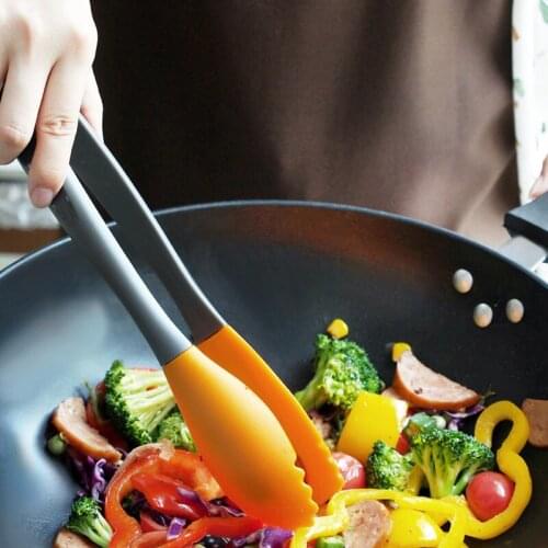 12 Inch Silicone Food Clip Cooking Barbecue Steak Clamp Nylon Handle Salad Fruit Baking Tool Accessories Kitchen Food Tongs