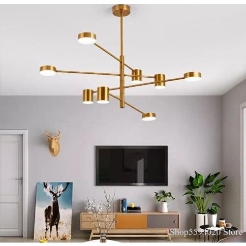 Modern Simple Led Chandelier Lighting Living Dining Room Bedroom Lustres Pendentes Hanging Light Fixture Home Decor Gold/black