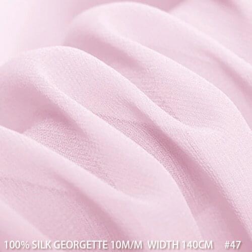 100% SILK Georgette Fabric Pure Silk Fabric 10 momme 140cm Width Head Scarf Sewing Material Pink Color 47