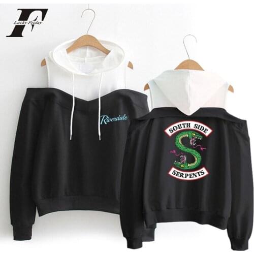 Hoodies Sexy Off-Shoulder Sweatshirt Hot TV Riverdale South Side Serpents Hoodies Women 2019 harajuku Riverdale Fans Women