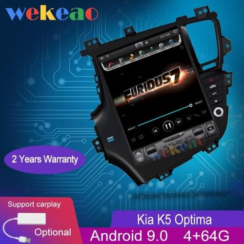 Wekeao Vertical Screen Tesla Style 12.1'' 1 Din Android 9.0 Car Radio GPS Navigation For Kia K5 Optima Car DVD Player 2011+ WIFI