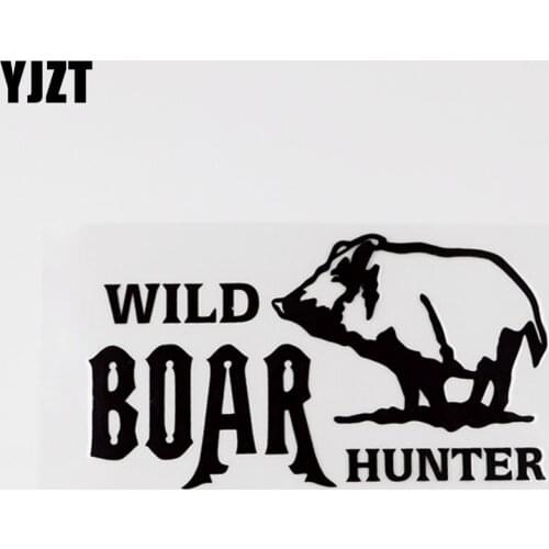YJZT 14.5CMX8CM Wild Boar Hunter Animal Pig Vinyl Decal Black/Silver Car Sticker 8C-0041